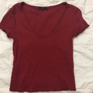 Lettuce Hem Red V-Neck Forever 21 Top